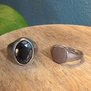 Vintage Monogram & Black Stone Rings